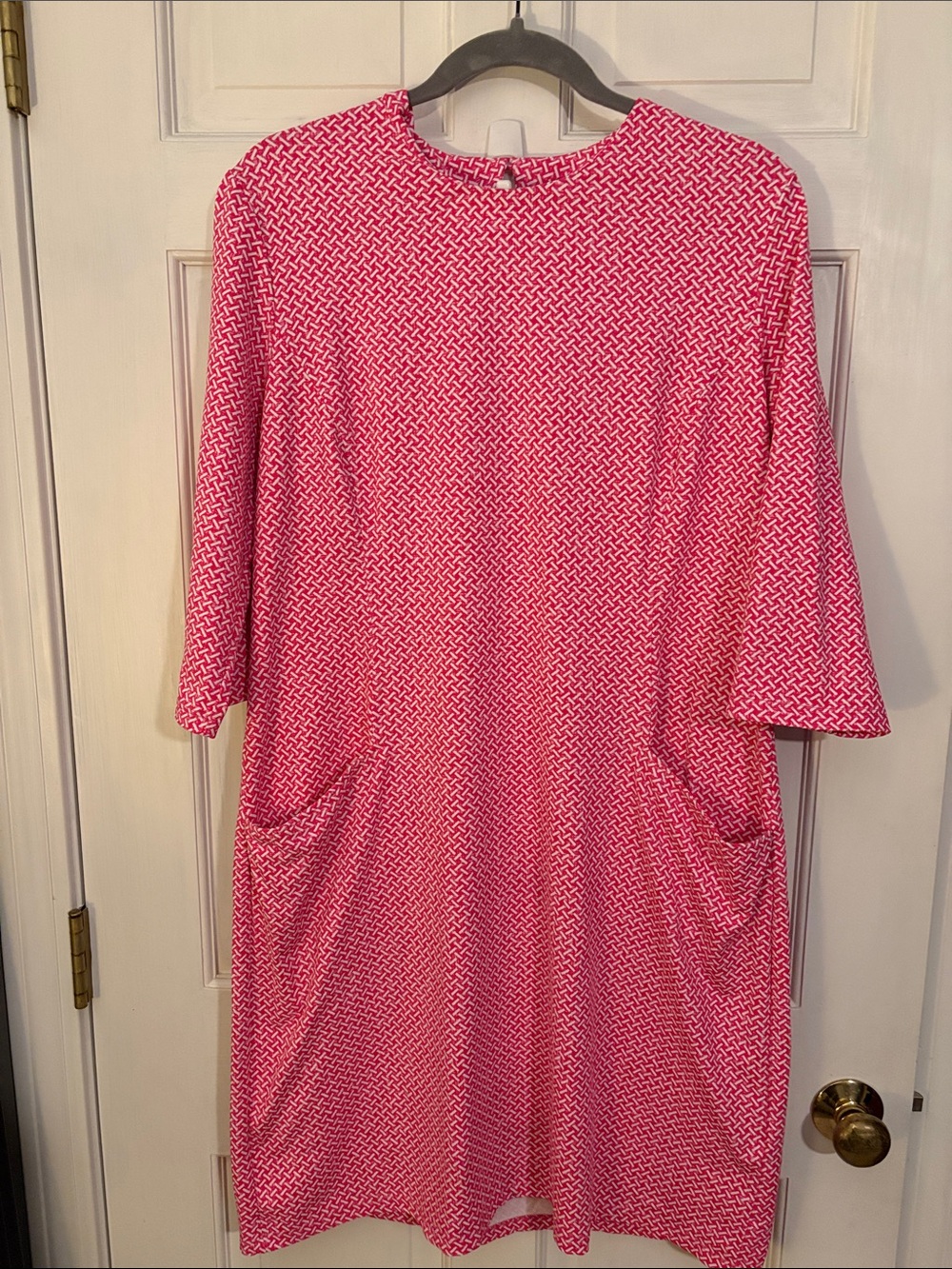 J. McLaughlin Hot Pink Geometric Midi Shift Dress xl brand new
